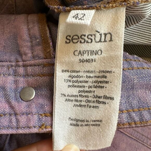 NWOT Sessun Captino Pink Purple Wash Denim Bermuda Shorts Size FR42 US10 - Picture 9 of 9